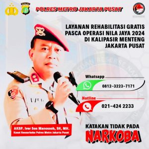 Sat Narkoba Polres Metro Jakarta Pusat Memberikan Layanan Rehabilitasi Gratis Pasca Operasi Nila Jaya 2024 di Kalipasir Menteng Jakarta Pusat