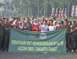 Meriahkan HUT RI Ke 79 Kodim 0501/JP Laksanakan Olahraga Bersama Dan Gelar 10 Perlombaan Seru di Monas