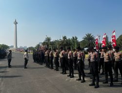 Antisipasi Rencana Aksi Unjuk Rasa, Kanit Binmas Polsek Metro Gambir Pimpin Apel Gabungan di Tenda Putih