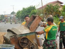 Kebersamaan Satgas Pamtas Yonarmed 11 Kostrad dan Warga Dalam Pembangunan Masjid di Perbatasan