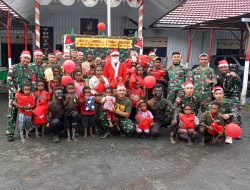 Satgas Yonif 715/Mtl rayakan Natal dengan masyarakat.
