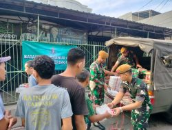 Keperdulian Prajurit Batalyon Arhanud 6/BAY Melaksanakan Kegiatan Sosial Jumat Berbagi Sekitar Wilayah Bugis Tanjung Priuk.
