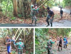 Babinsa Koramil 1003 Tanjungkerta Sumedang, Lakukan Giat Gotong Royong Bersama Warga Masyarakat.