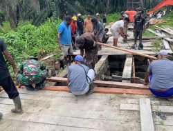 Hidupkan Kembali Akses Perekonomian Warga, Satgas Yonif 133/BRS Perbaiki Jembatan di Keerom