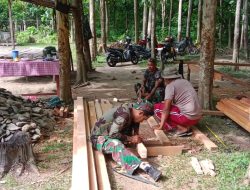 Pembangunan Rumah Permanen TMMD Ke-123 Kodim 1510/Sula Makin Kokoh, Tim Satgas Fokus Pengecoran Balok