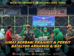 Batalyon Arhanud 6/BAY kembali melaksanakan Jumat Berbagi kepada Masyarakat Sekitar Asrama.
