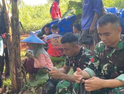 Istirahat Siang TMMD, Satgas dan Warga Makan Bersama di Kebun dengan Penuh Kesederhanaan